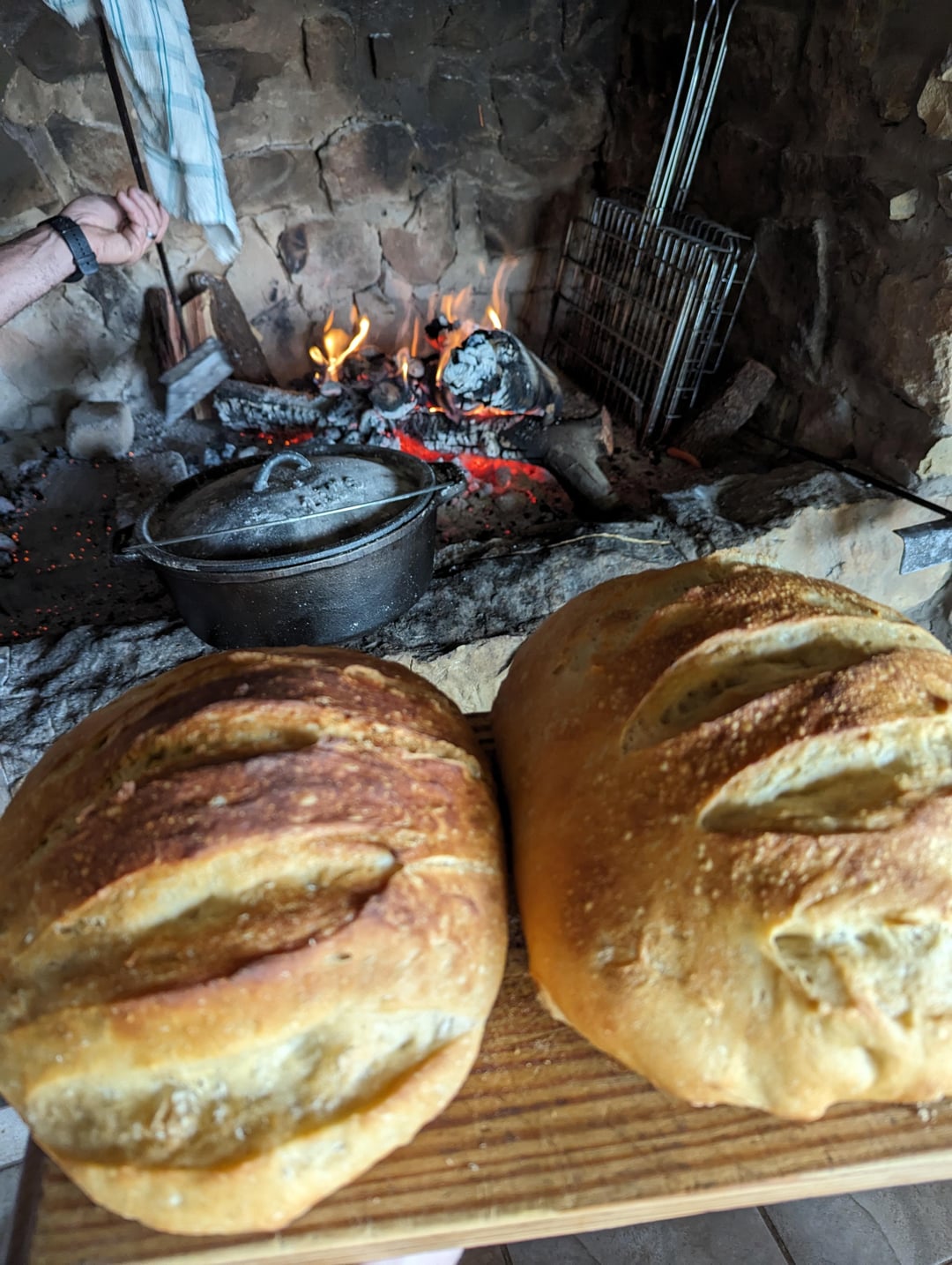 I made bread on the fire for the first time! Loved the result. Dining