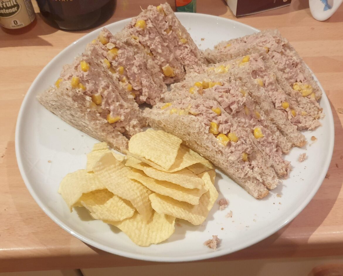 Not much, but its what I enjoy. The tuna-mayo and sweetcorn