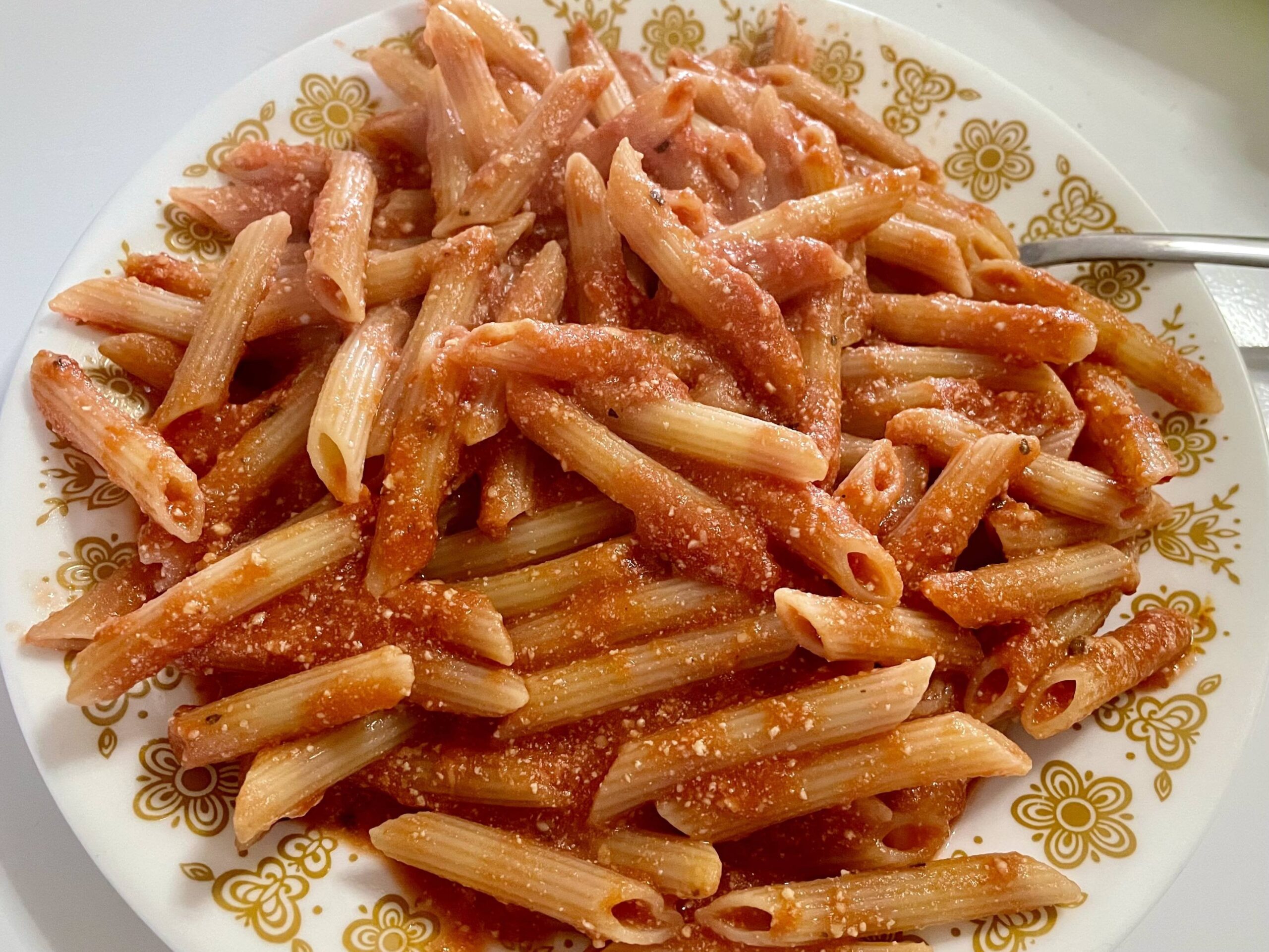 The high fiber/ reduced calorie pastas are a godsend. Sitting down to a