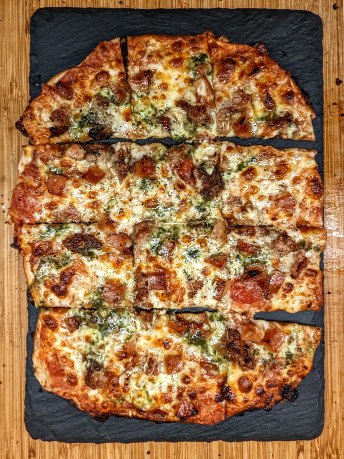 Tavern Style Pizza with super crispy crust in Osaka, Japan