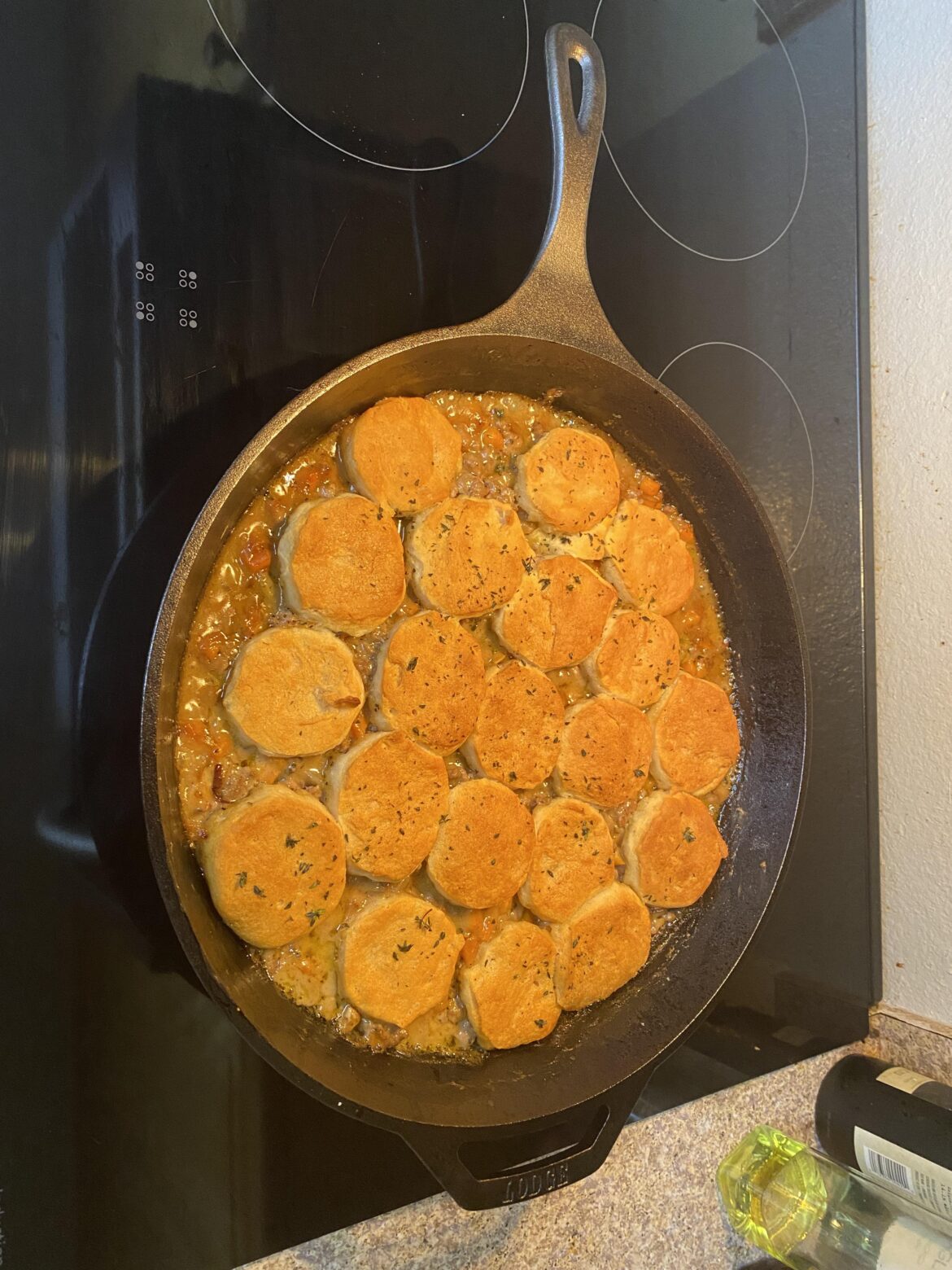 Honestly Turkey and Biscuit Pot Pie in a 15” Lodge