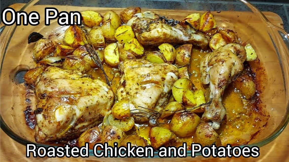One Pan Roasted Chicken and Potatoes Recipe | Chicken thighs and potatoes | baked chicken potatoes