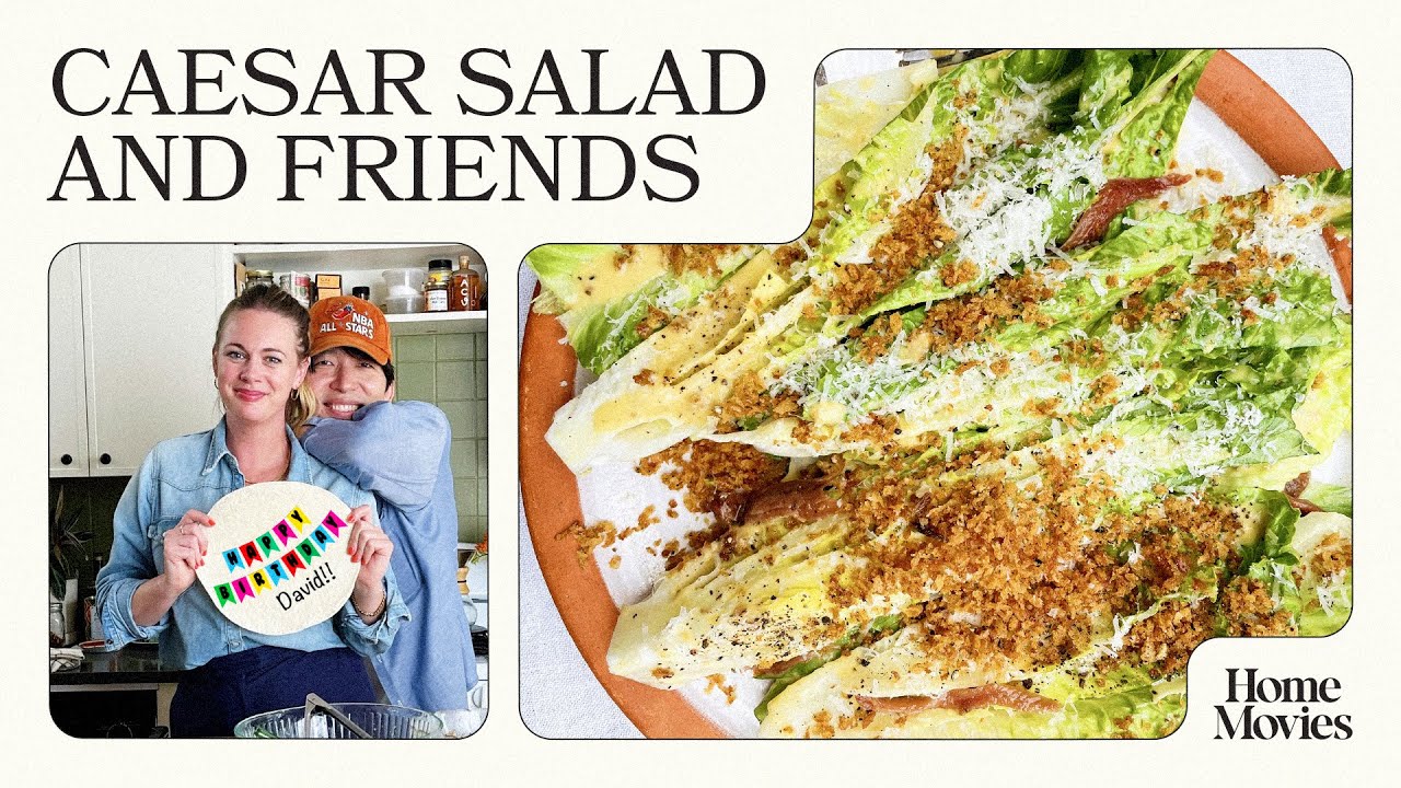 Alison makes a great caesar salad and wraps it for David's birthday