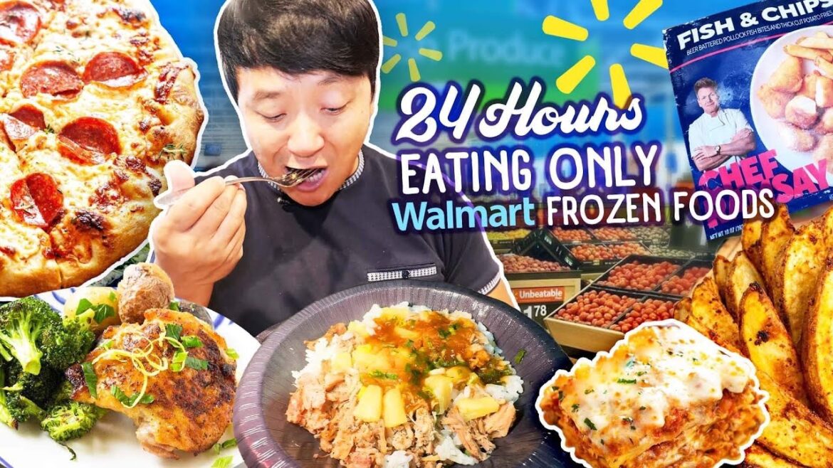24 Hours Eating ONLY Walmart FROZEN FOODS! Tasting EVERY Gordon Ramsay Frozen Meal