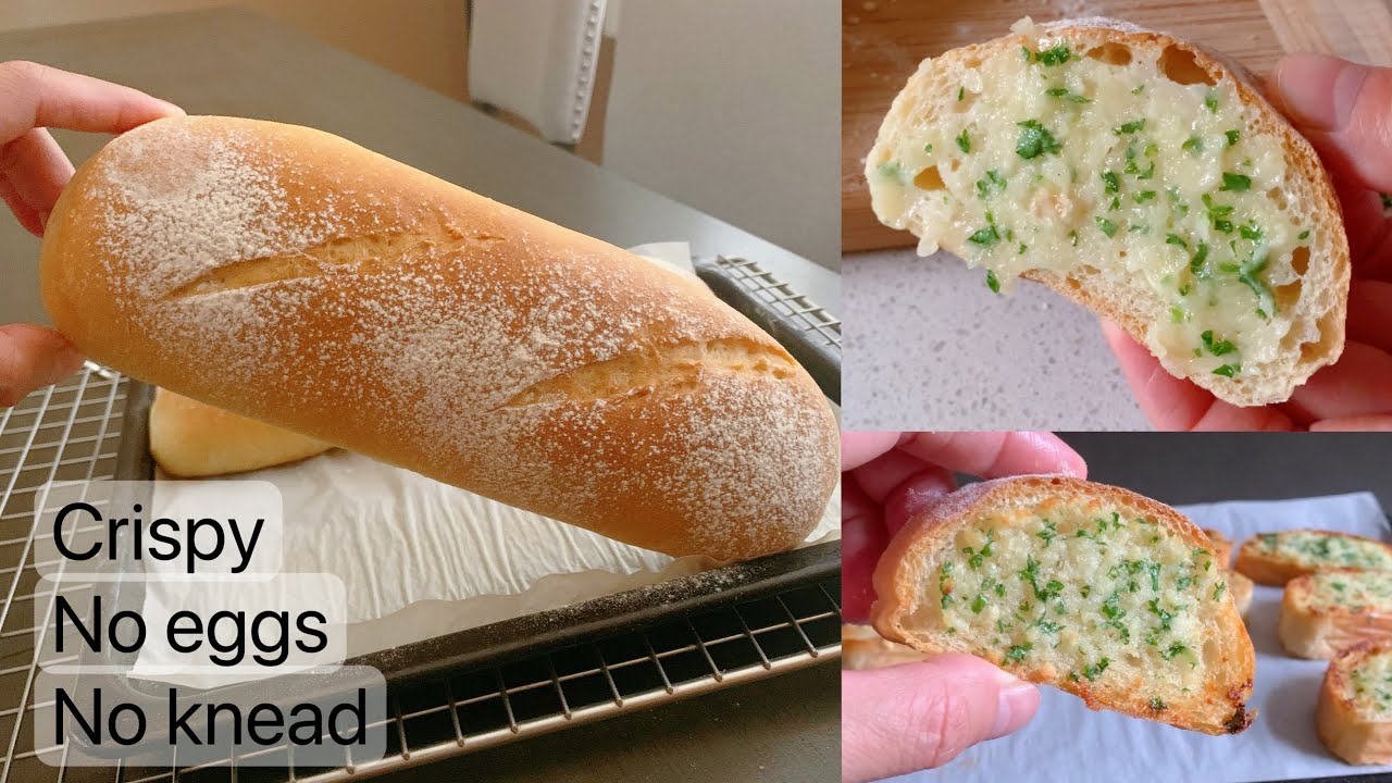No knead Simple and Delicious Garlic Bread! No egg Easy Bread recipes