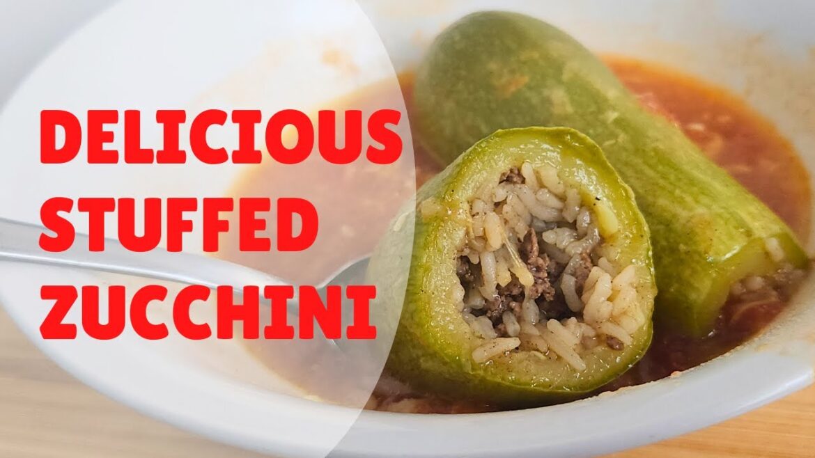 Kousa mashi stuffed zucchini tasty tomato soup sauce Lebanese recipe Kousa mashi stuffed zucchini tasty tomato soup sauce Lebanese recipe