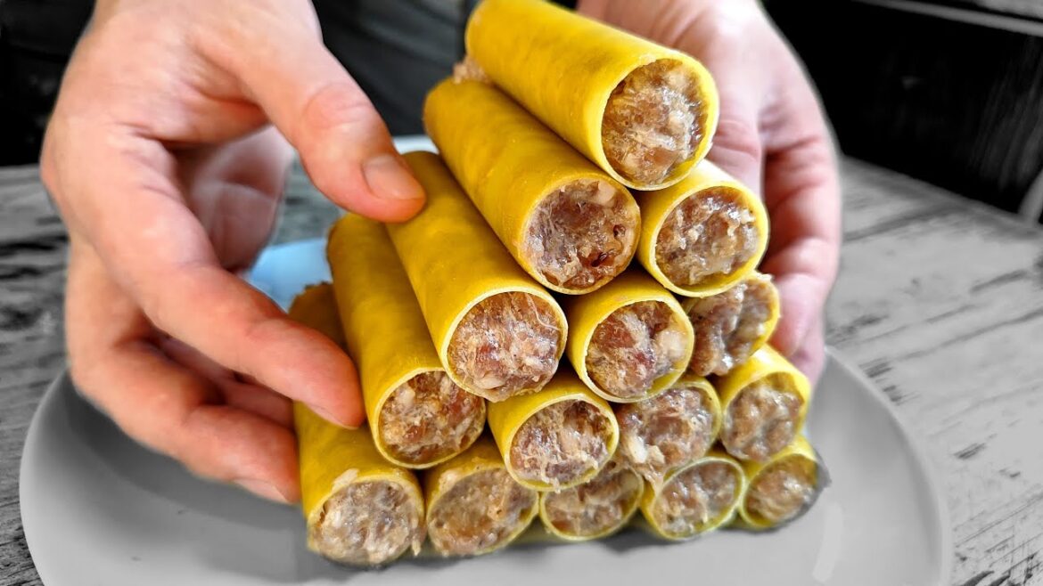 Sie sind so lecker, dass sie in einer Minute verschwinden!Cannelloni mit Hackfleisch in einer Pfanne