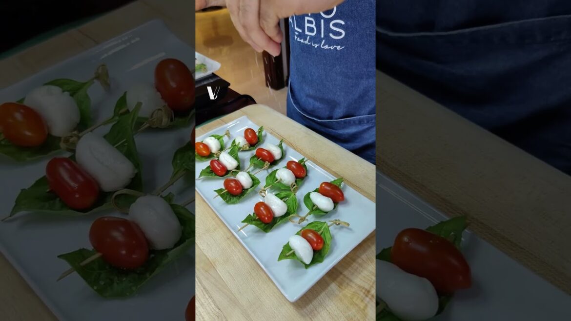 Mini pinchos de Caprese #shorts  #foodislove #recetas