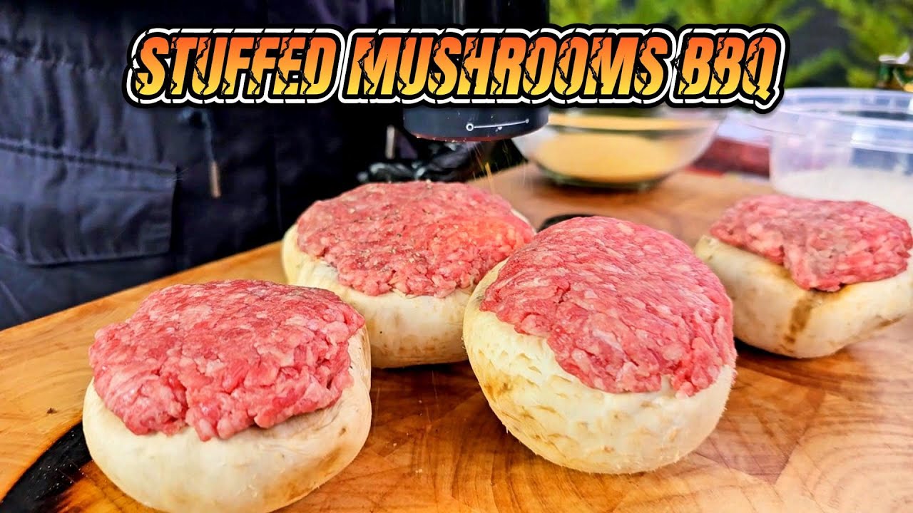 Stuffed mushrooms with ground beef and cheese. How to make stuffed