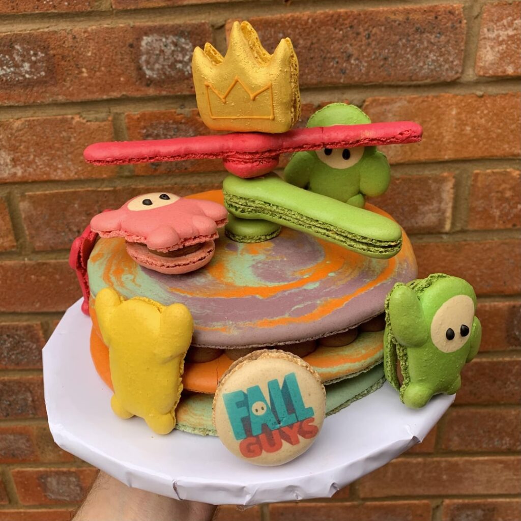 Fall Guys macaron cake