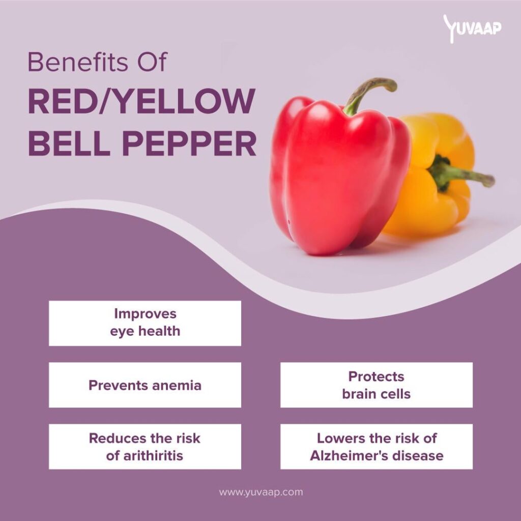 Color your plate with red and yellow bell peppers! Packed with vitamins and antioxidants, these vibrant veggies support immunity and skin health. #BellPepperBenefits #ColorfulWellness