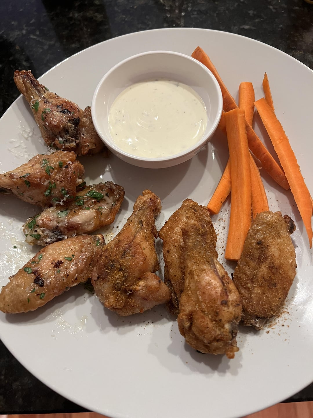 My humble air fryer wings for the games today. Garlic parm and Old Bay