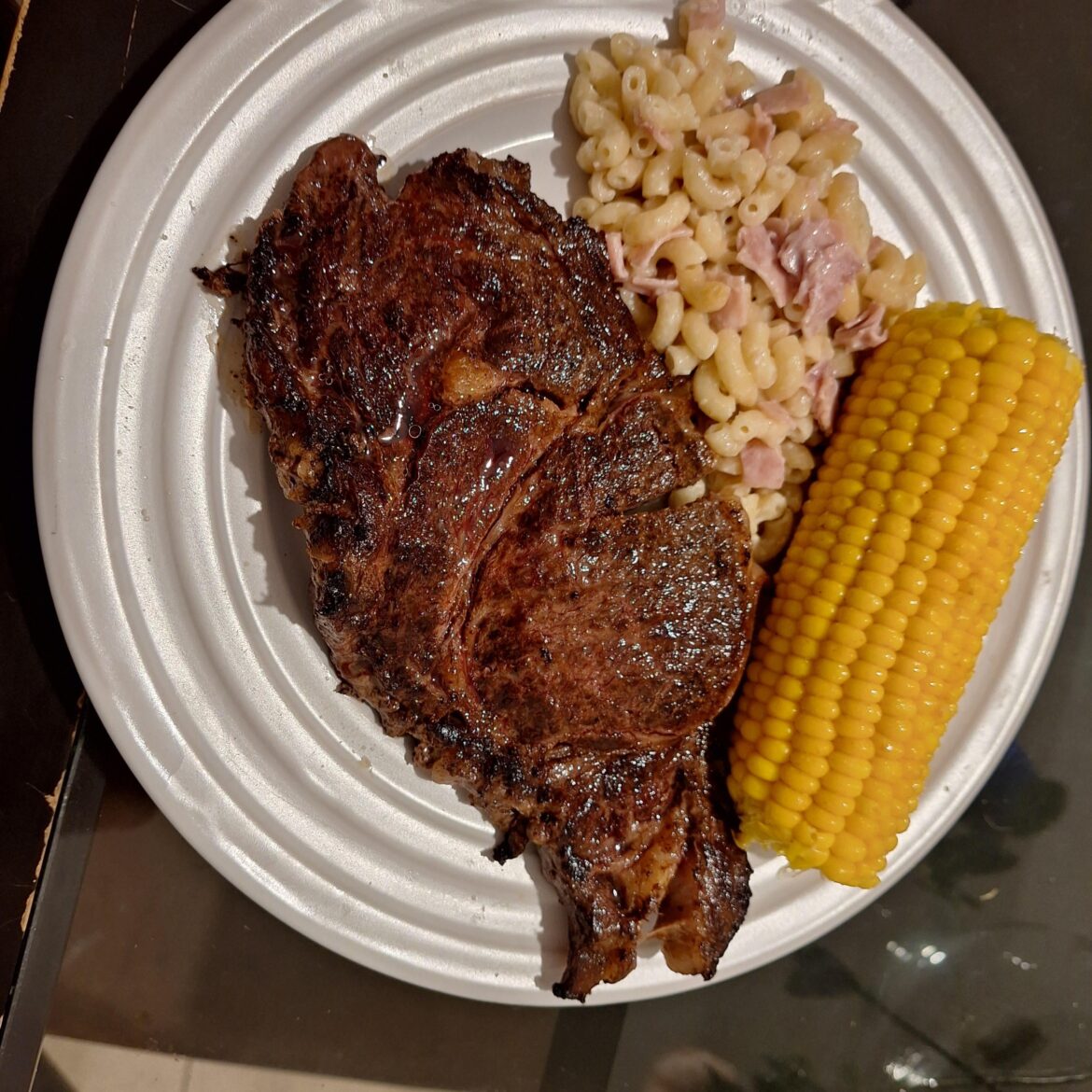 Made dry aged rib eye for me and gf