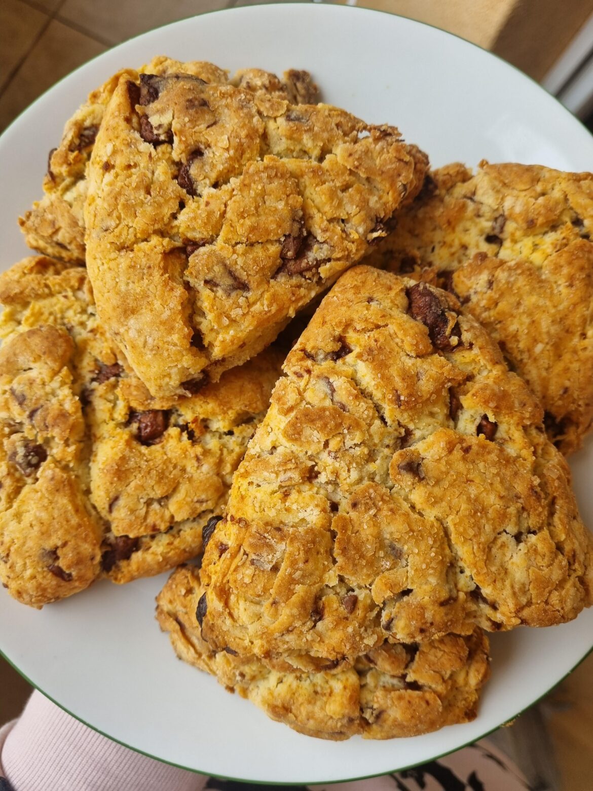 Not my best looking scones but delicious none the less - bakery style cream scones with milk chocolate