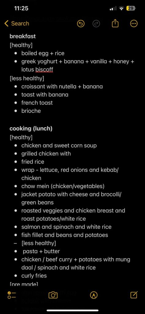 i made this little cheat sheet and it makes planning my meals so much easier