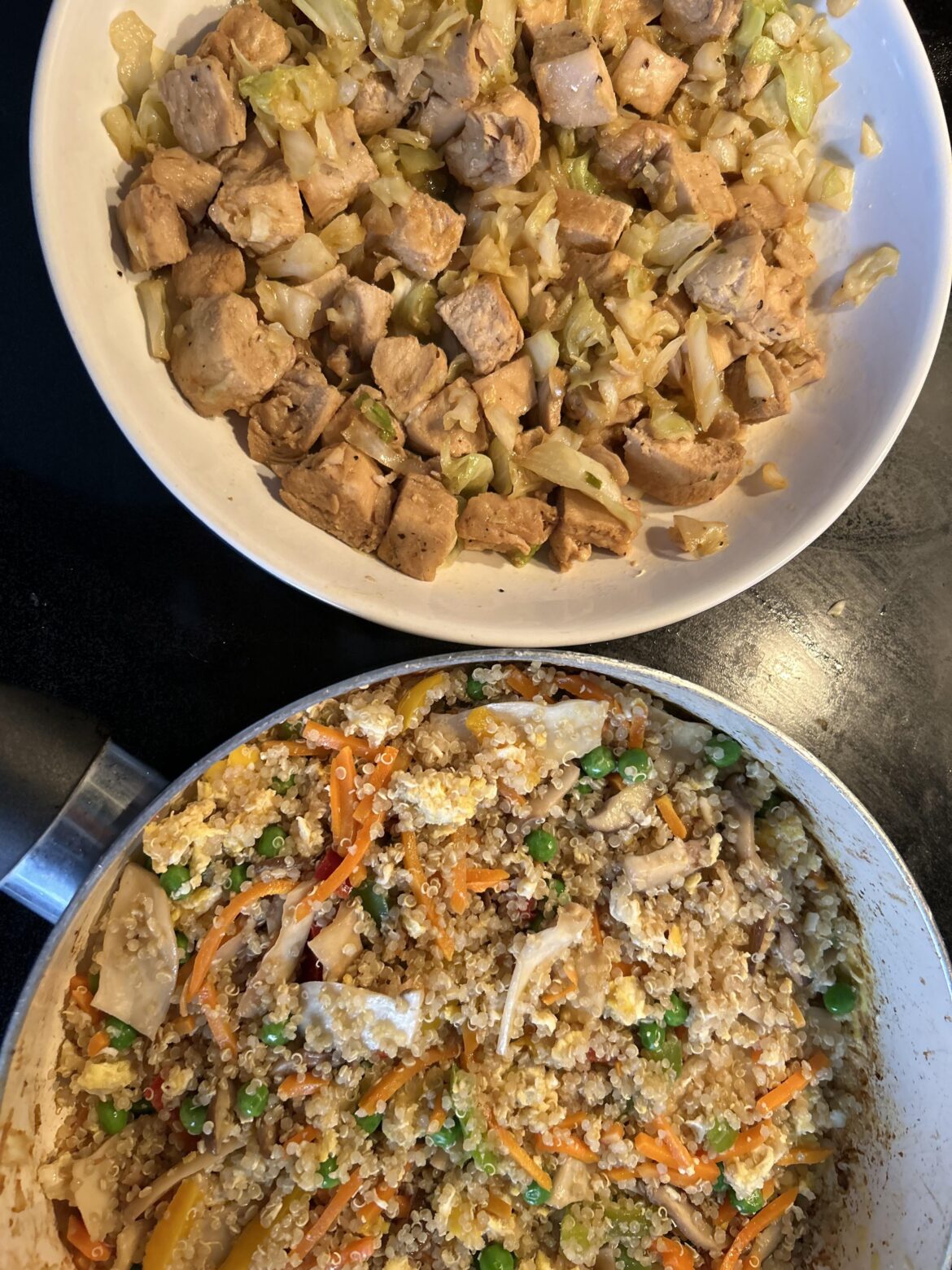 Chicken, cabbage, & fried quinoa w veggies