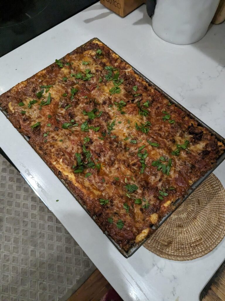 Made the all day lasagna. Woooooof. Sleeping well tonight!
