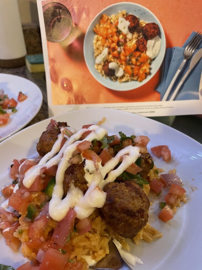 Chorizo Meatballs with pico de gallo on rice!