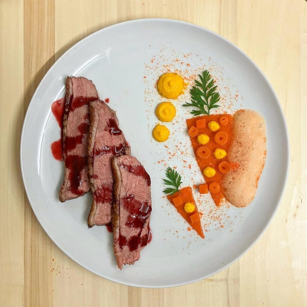 Pan-Seared Duck Breast, Berry Jus and Carrot Five-Ways