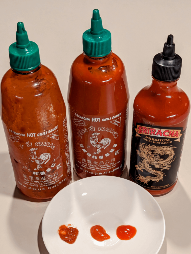 OG Huy Fong vs New Huy Fong vs Underwood Ranches Sriracha