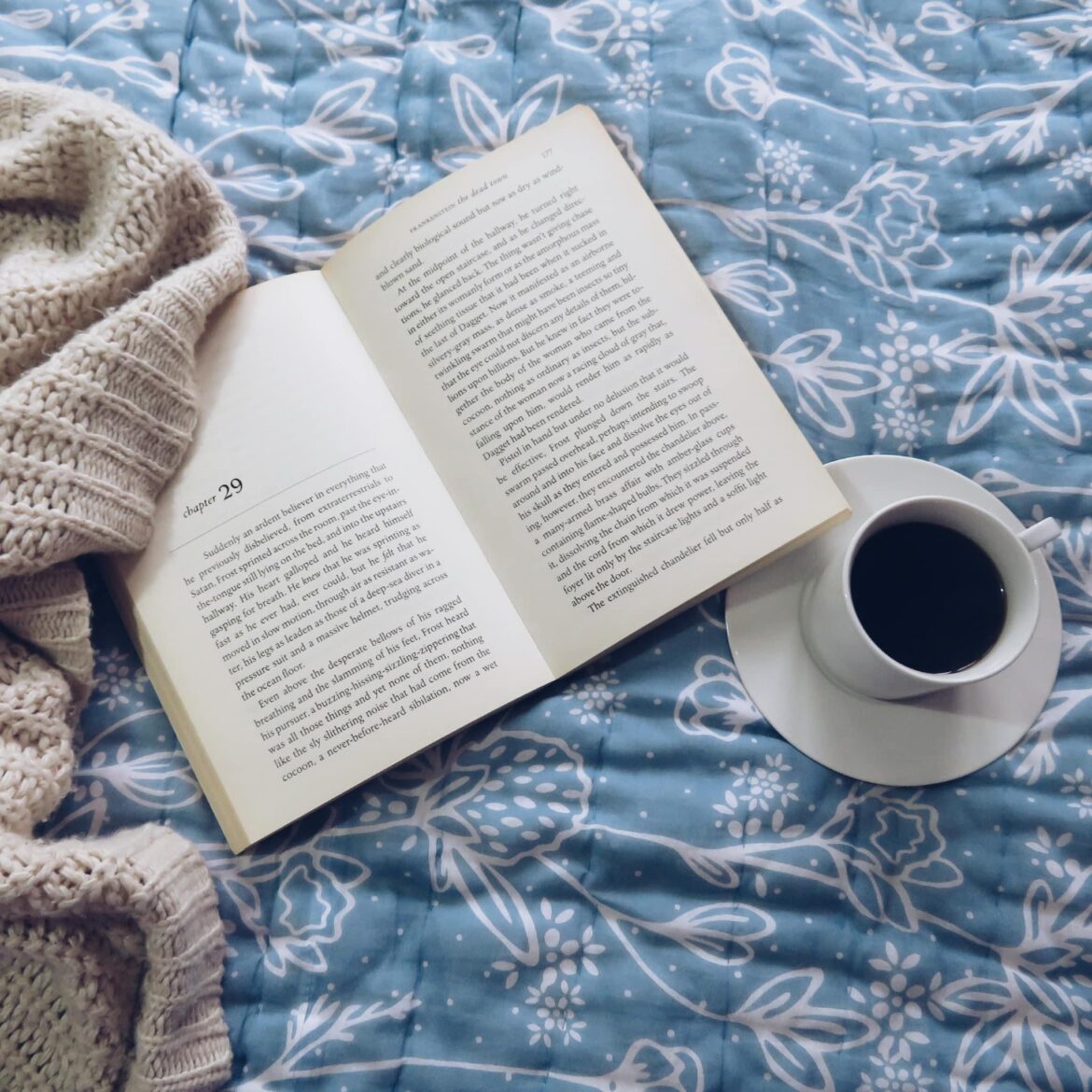 Black (plunger) coffee and horror books are a match made in heaven