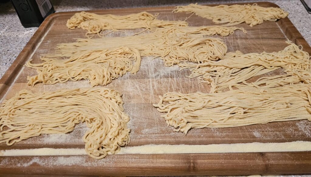 Homemade spaghetti, marinara, chicken parm.
