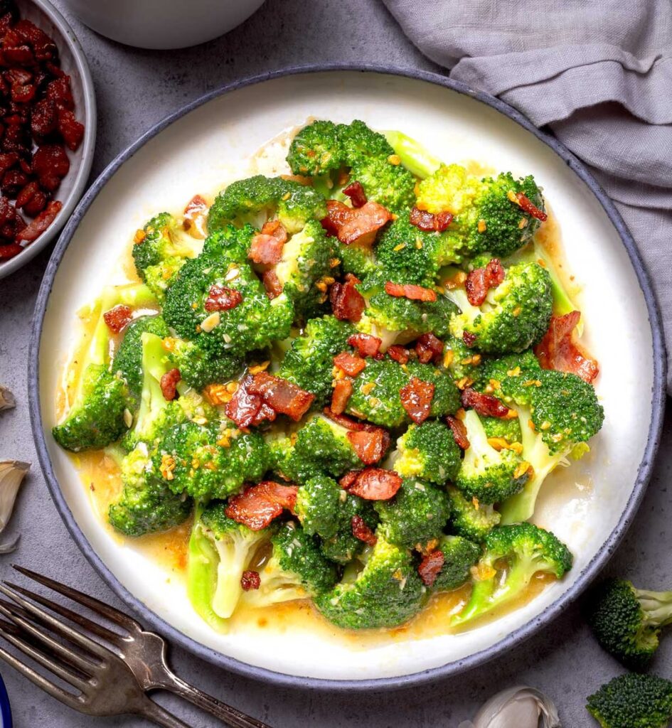 Asian Broccoli with garlic sauce and bacon - eat or pass?