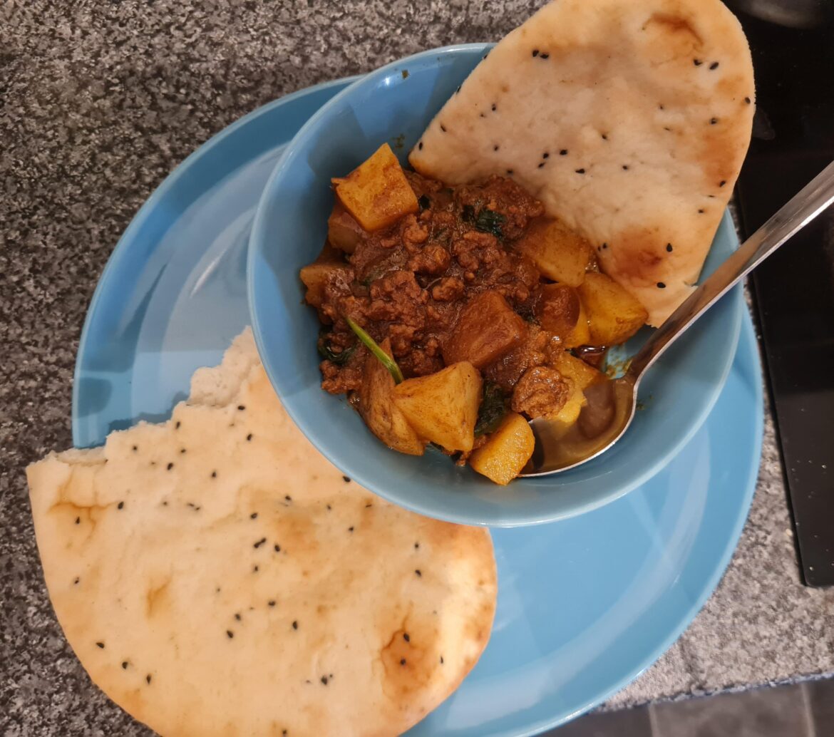 Beef, potato and spinach rogan josh curry