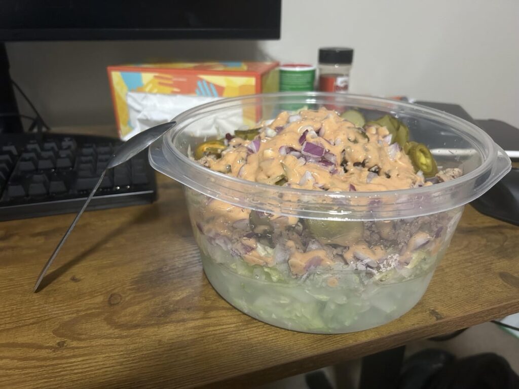 Dinner under 600 cal: huge deconstructed big mac bowl