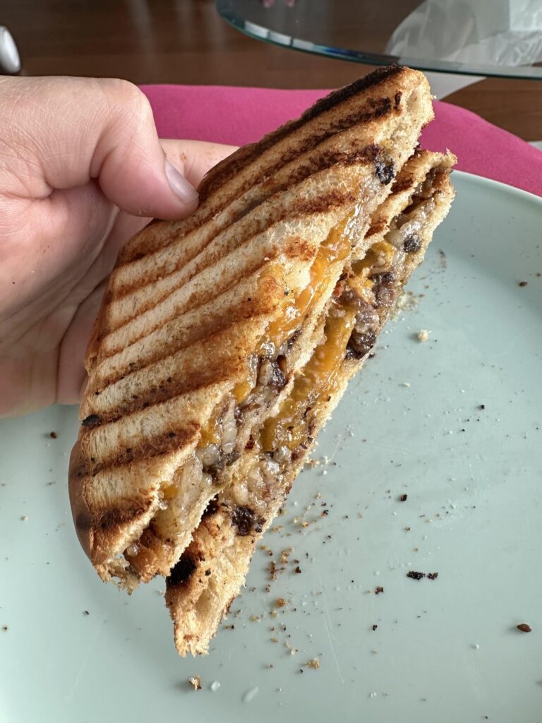 Shortrib, mayo and cheddar toast.