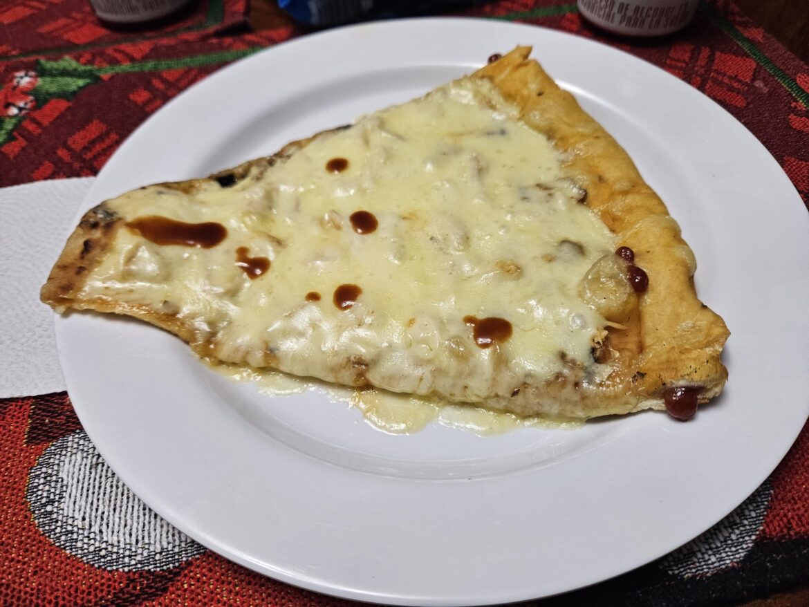 Colombian Pizza with sweet guava crust filling