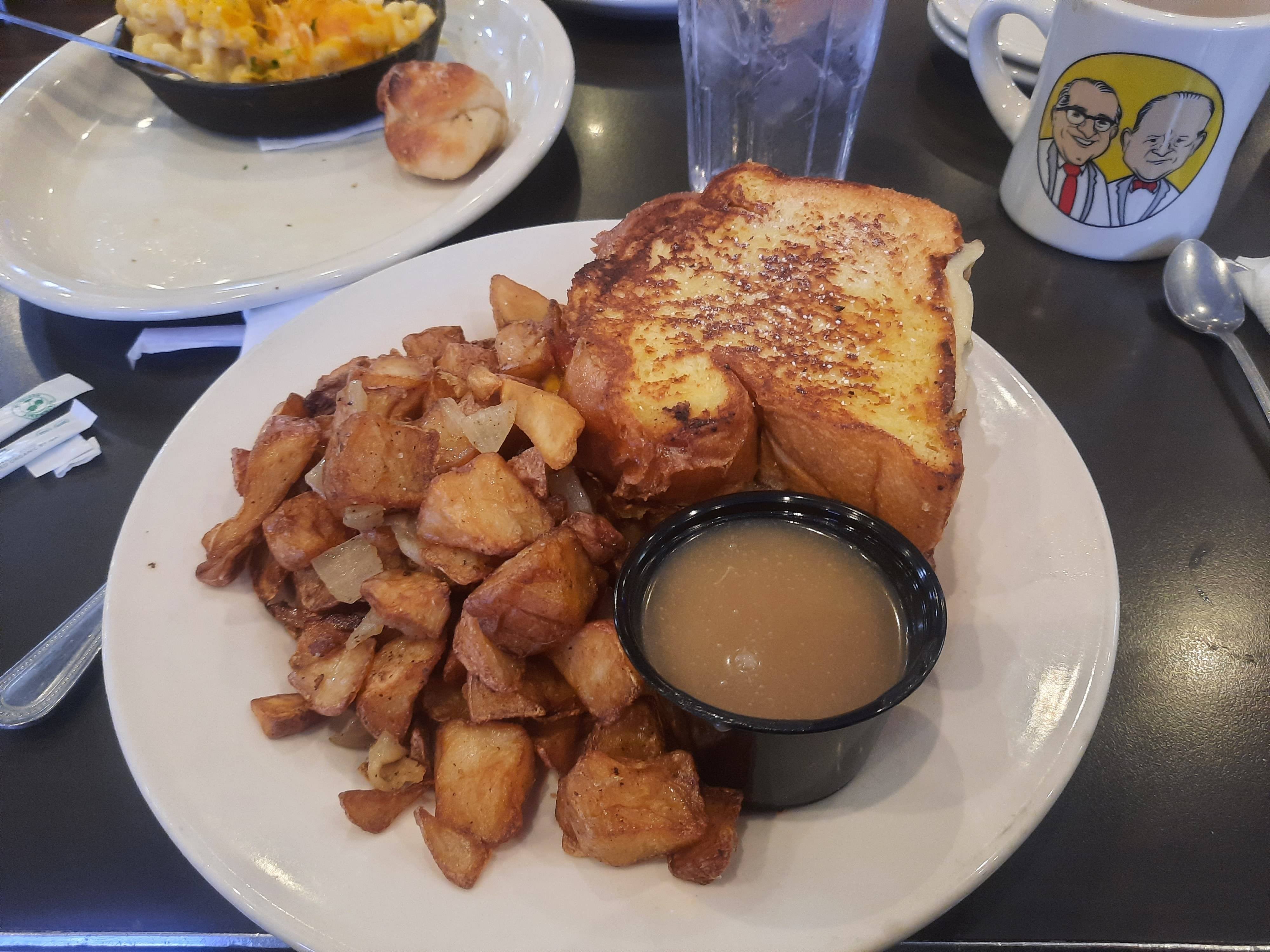 Challah french toast grilled cheese at Max and Louie's New York Diner