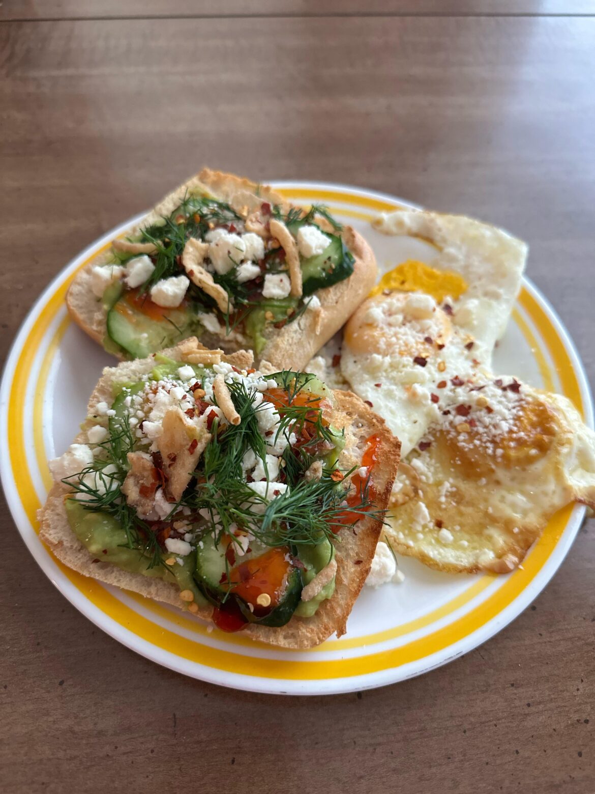 sweet and spicy avocado toast w feta was 🔥