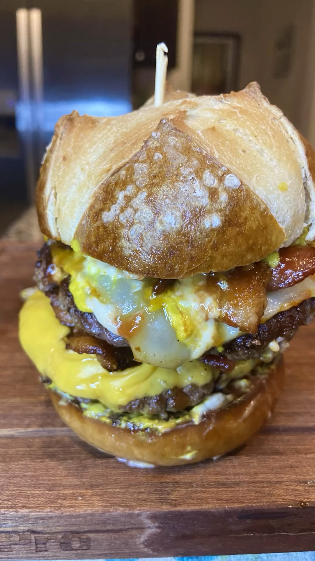 Pretzel Bun Baconator Dining and Cooking