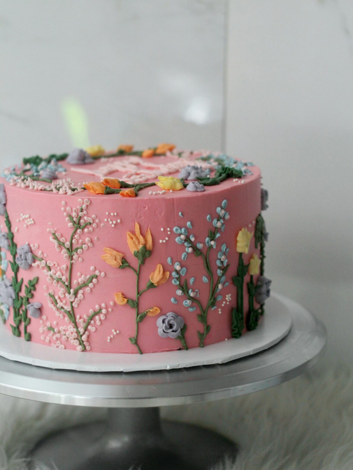 Made a bright and colourful floral cake!