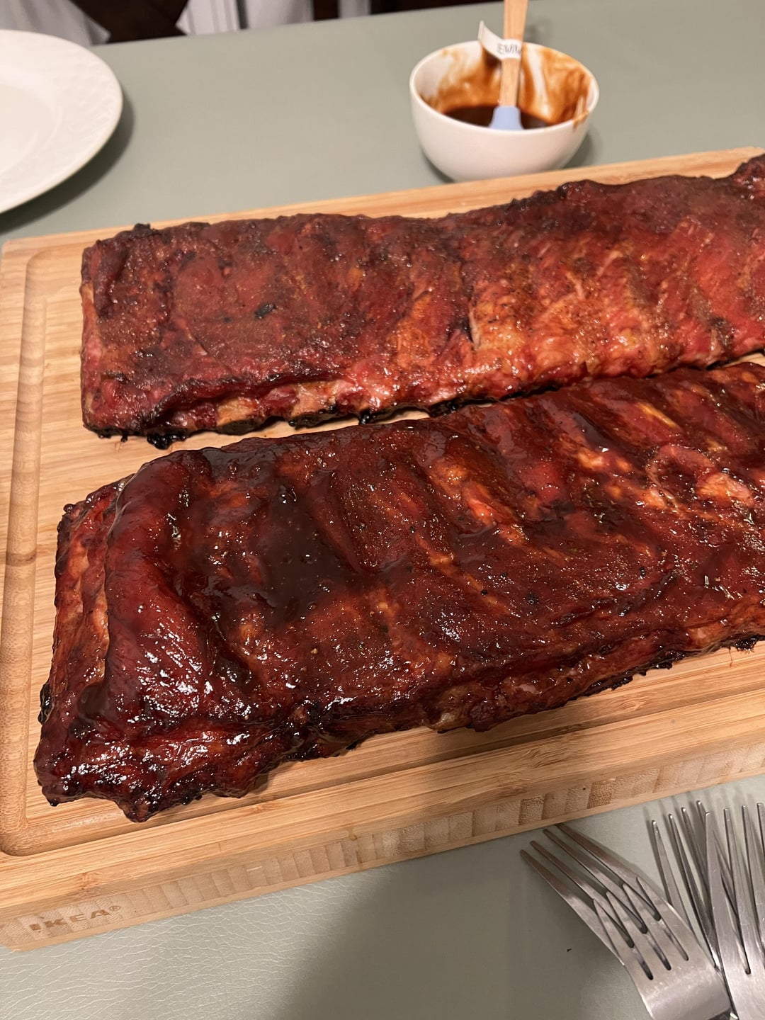 Unwrapped ribs, 225 wet and dry rub Dining and Cooking