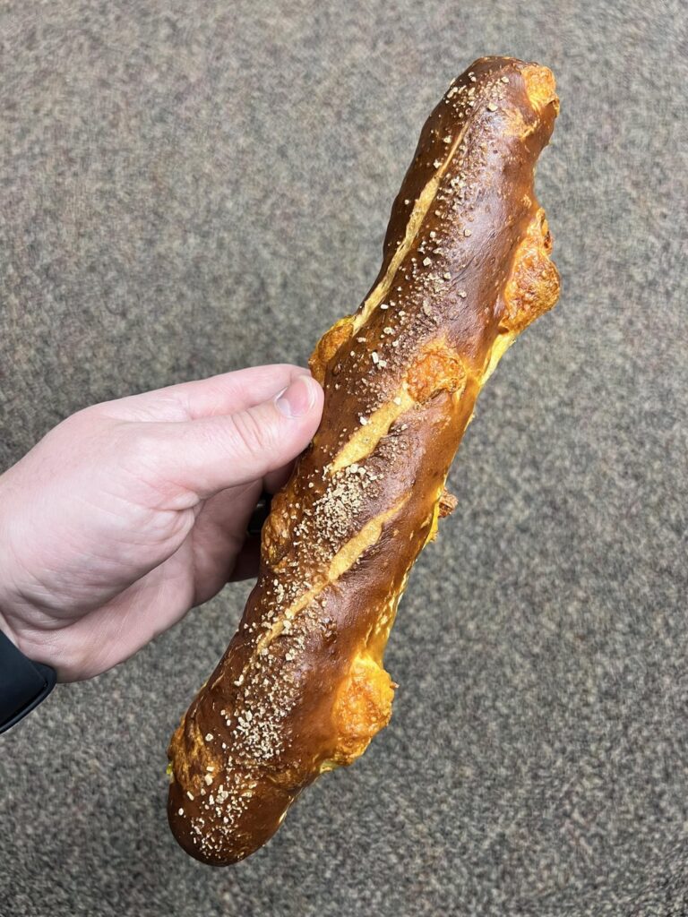 Sharp cheddar and hot pepper pretzel