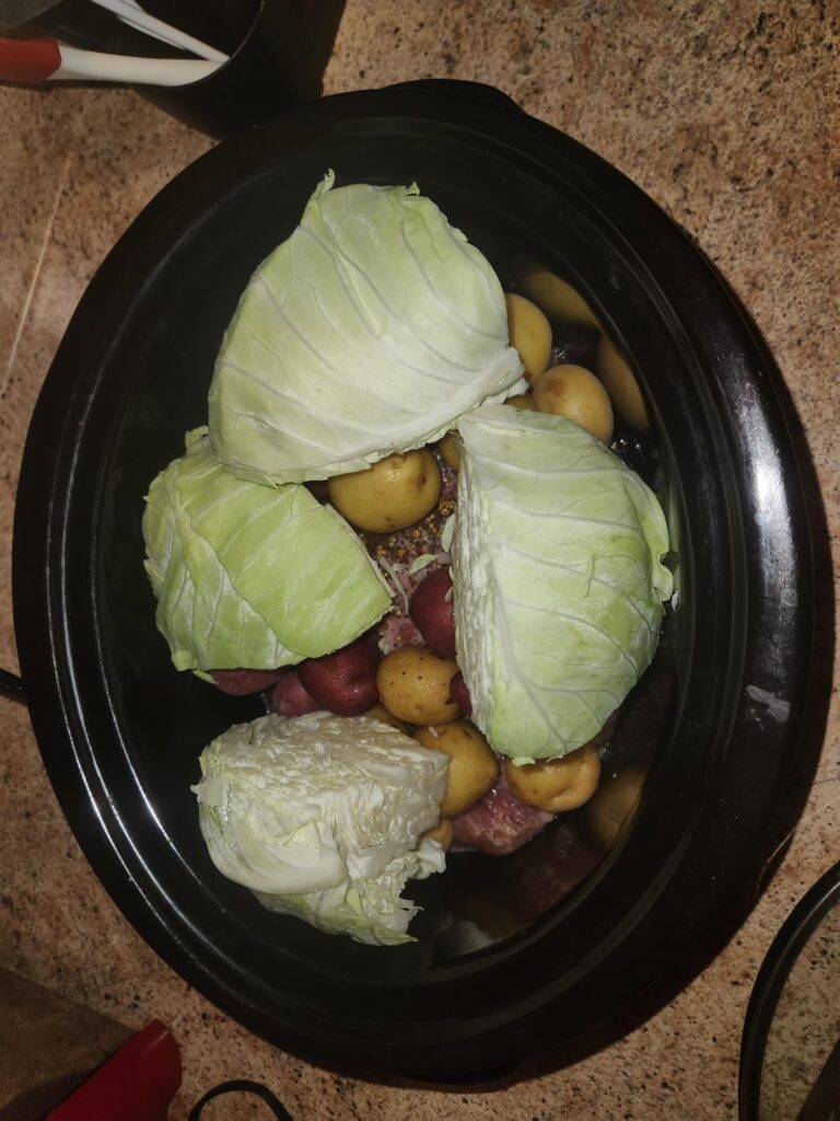 Simple Cornbeef and Cabage. Seeya all in 6 hours.