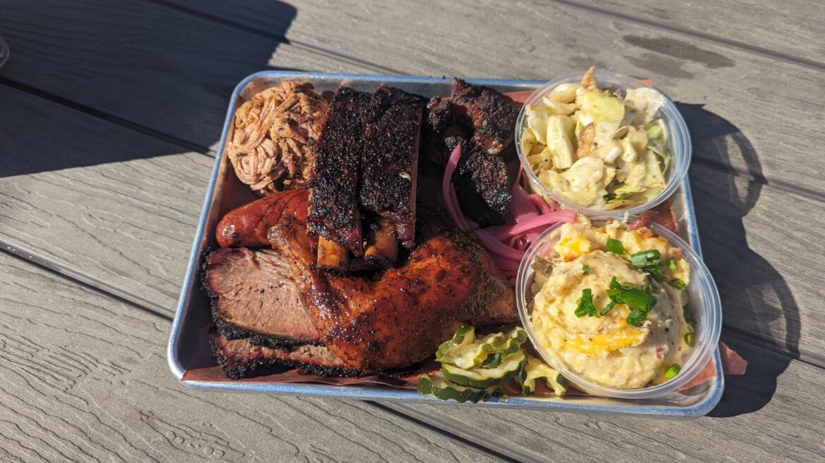 Hurtado BBQ - Arlington, TX. El Jefe Platter $50.
