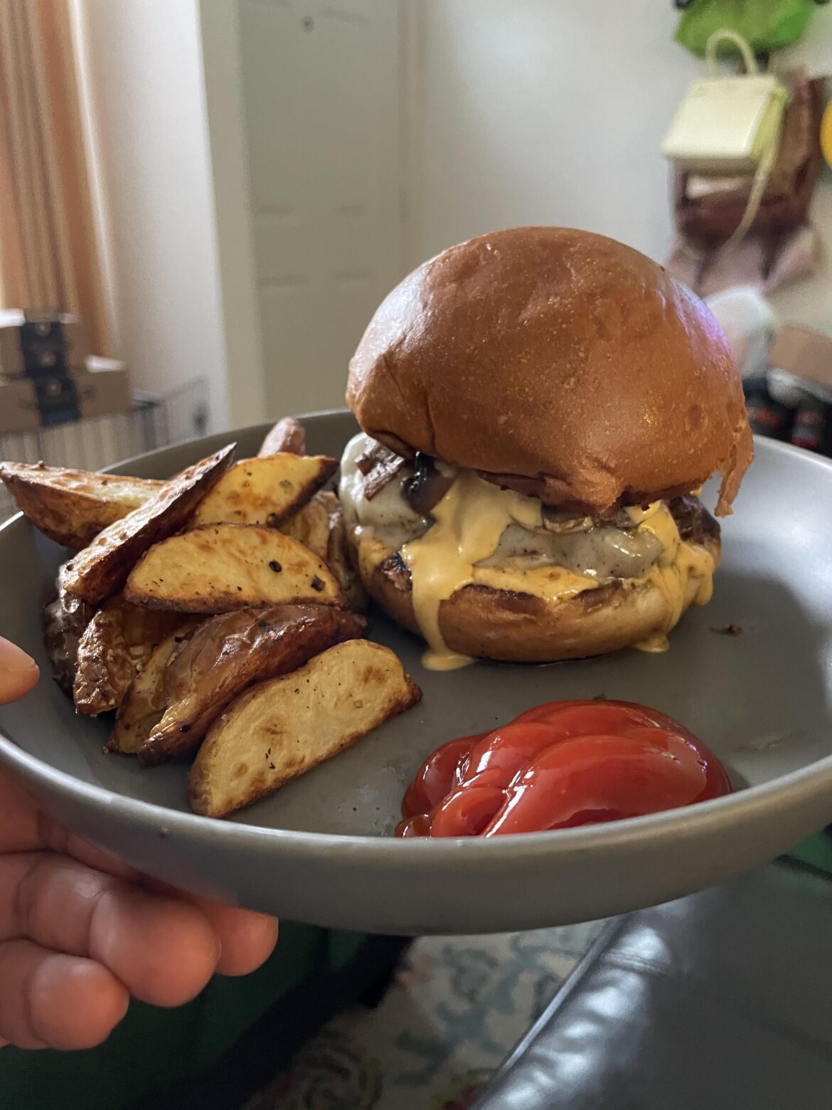 Mushroom Swiss burgers