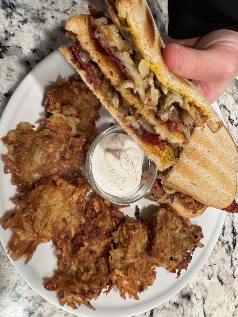 Fried Corned Beef Latke Club