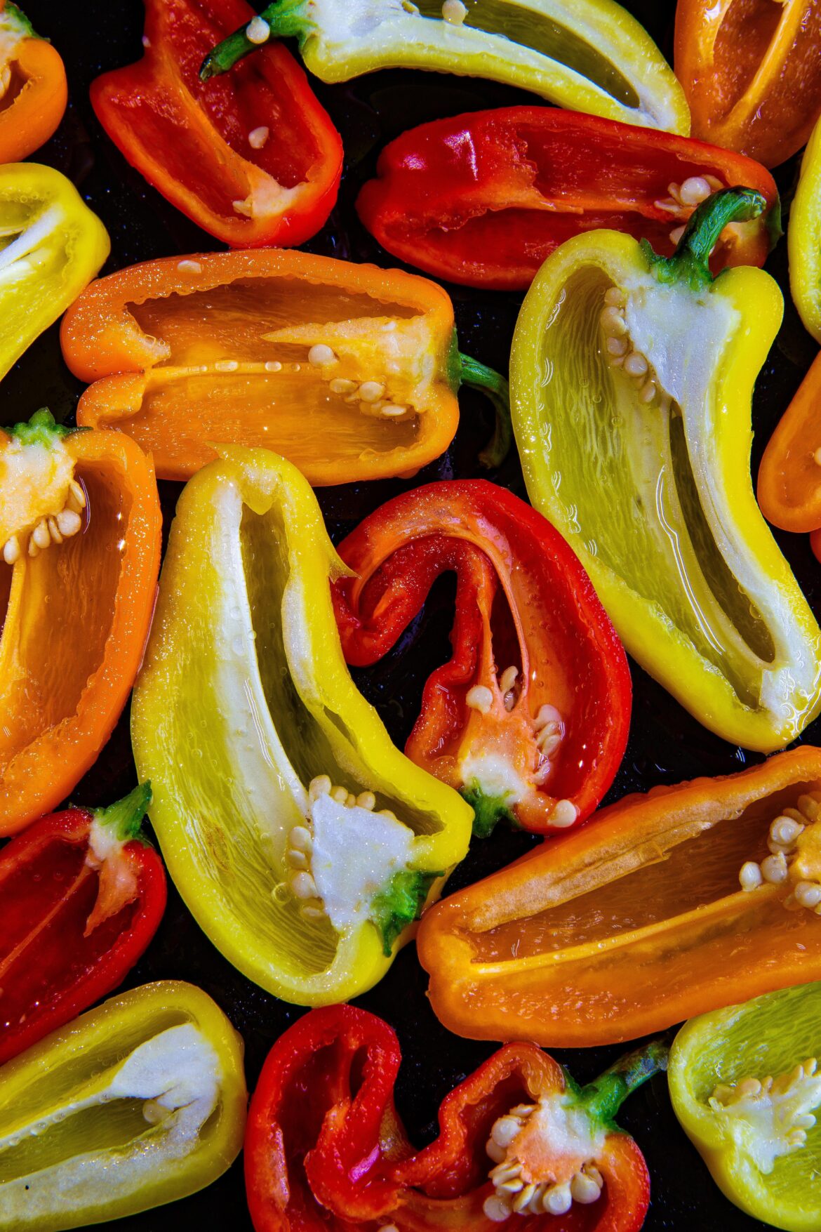 Halved peppers
