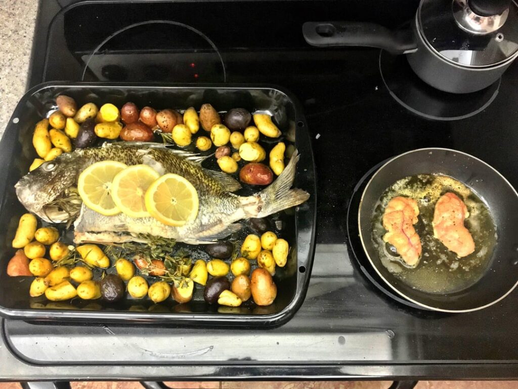 Whole roast sheepshead catch and cook day. West coast Florida, US