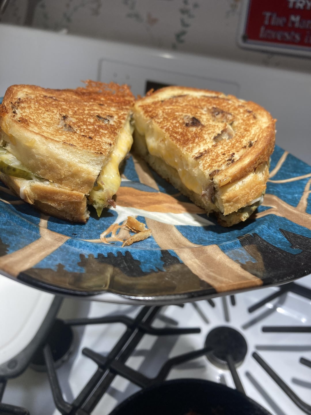 Sardine Bread Grilled Cheese with mustard and pickles Dining and Cooking