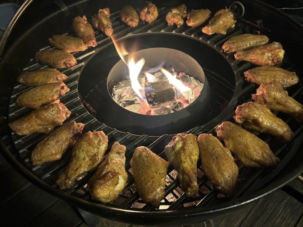 Vortex Wings on the new cast iron grate. I just finished maintenance on the ole Weber. New hood thermometer, fan damper blades, silicone probe port, and a grate that the vortex high heat can’t destroy. She is looking and performing just like brand new. Vortex Wings on the new cast iron grate. I just finished maintenance on the ole Weber. New hood thermometer, fan damper blades, silicone probe port, and a grate that the vortex high heat can't destroy. She is looking and performing just like brand new.