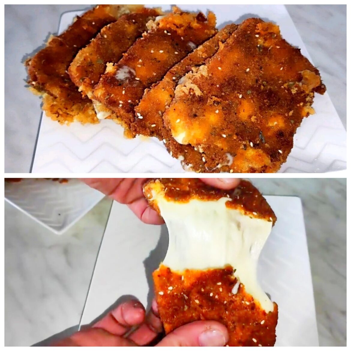 Fried Cheese in Breadcrumbs as in a Restaurant