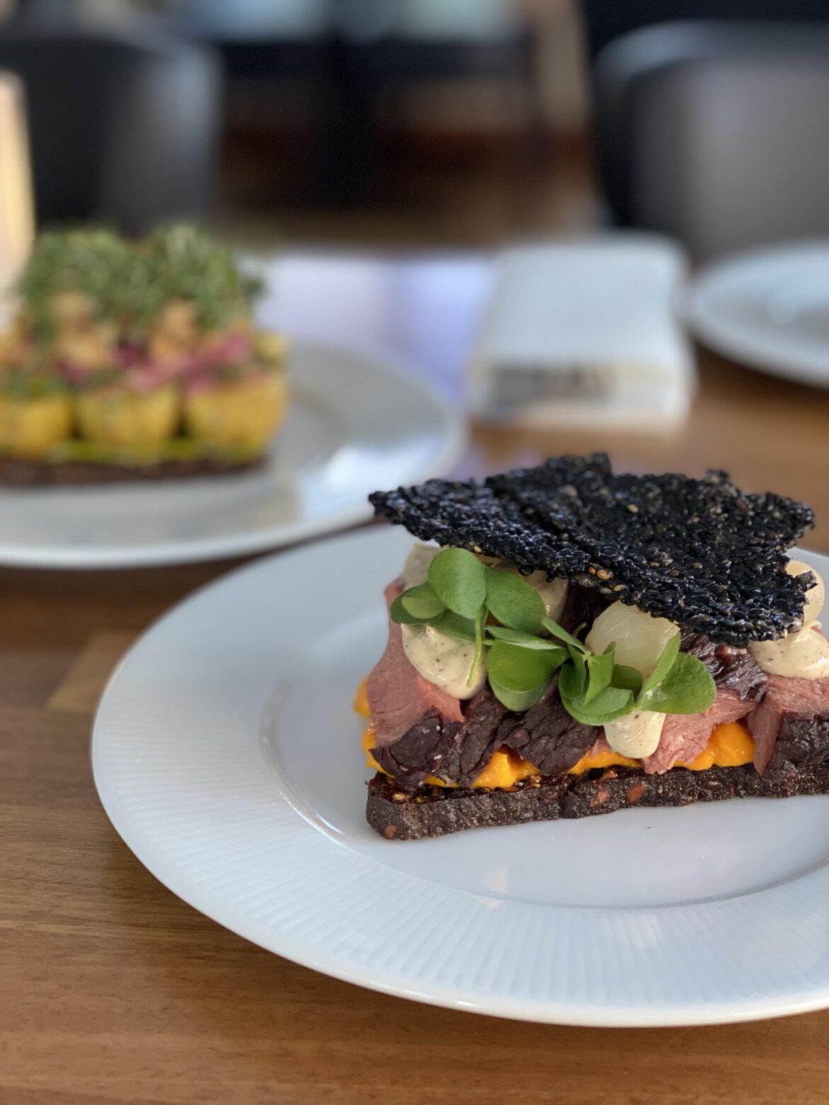 Braised beef with truffle and sesam