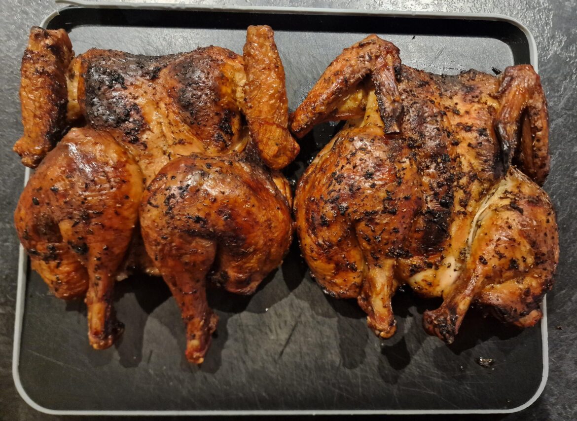 BBQ'd Spatchcock chicken