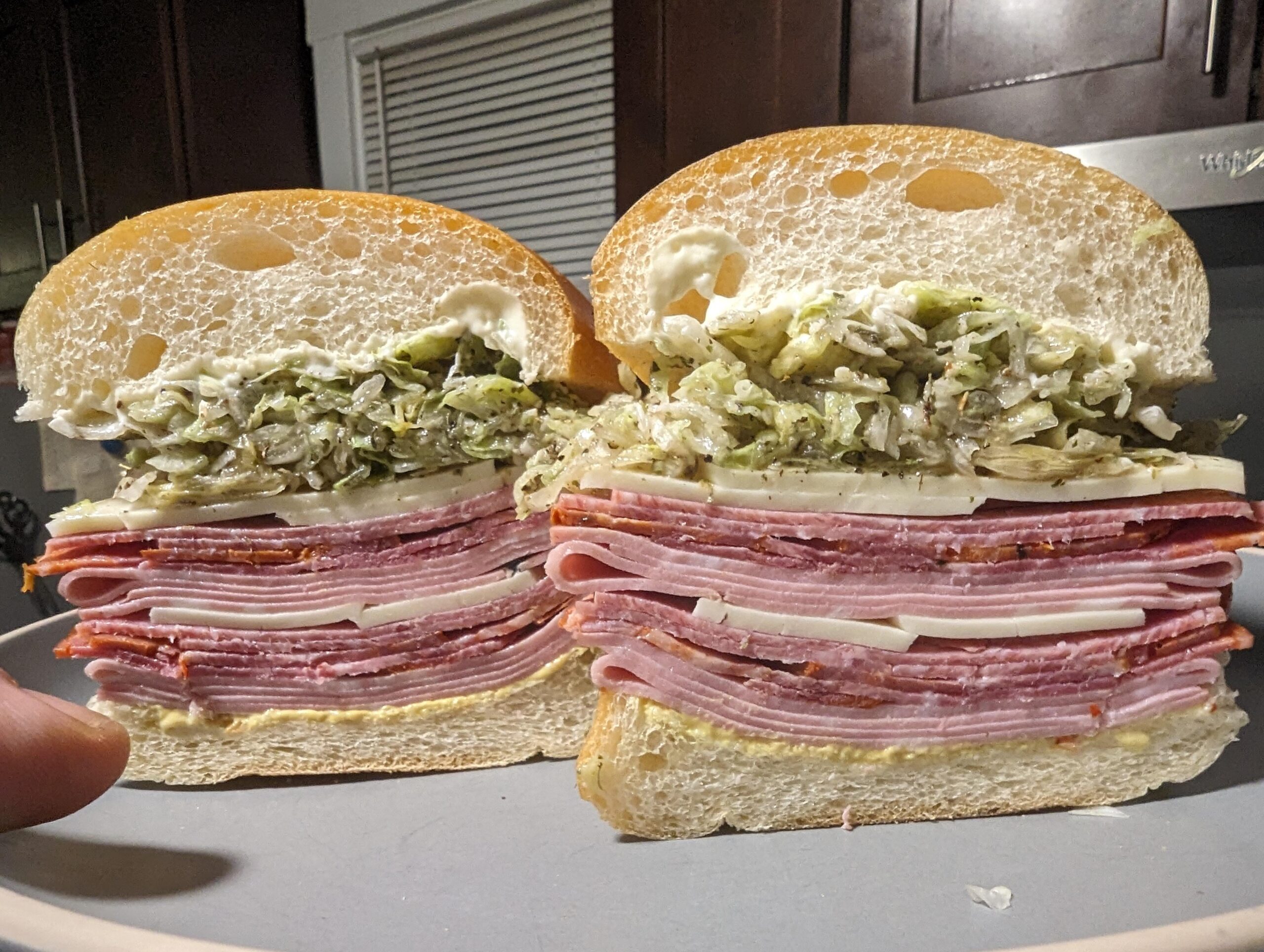 [homemade] Italian sandwich with salami, capicola, mortadella