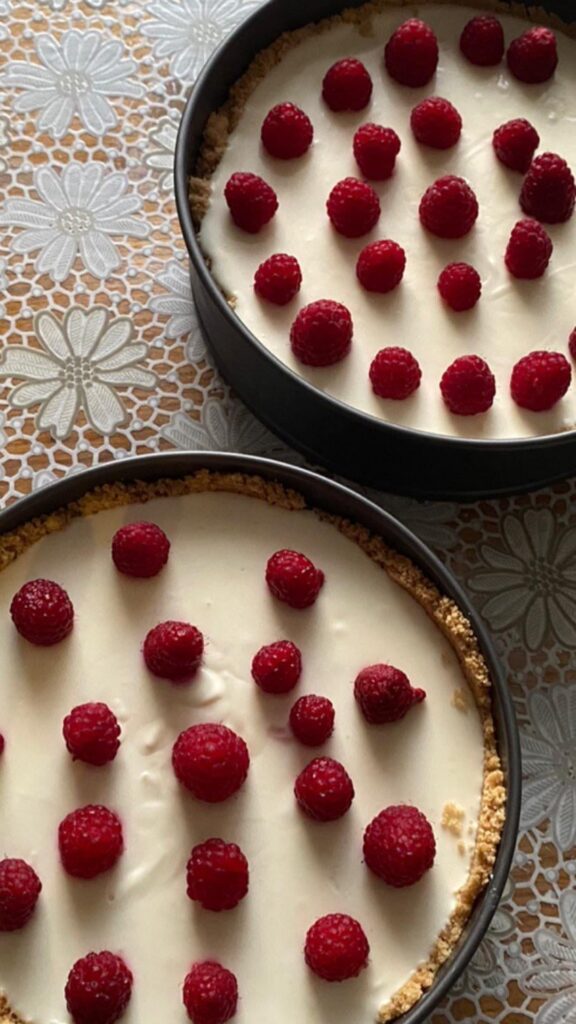 New York cheesecake with raspberry